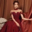 Haut de Gamme Rouge Transparentes Robe De Bal 2020 Princesse Col Haut Manches Courtes Appliques En Dentelle Perlage Longue Volants Dos Nu Robe De Ceremonie