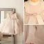 Chic / Beautiful Blushing Pink Organza Birthday Flower Girl Dresses 2020 Ball Gown Scoop Neck Sleeveless Appliques Lace Beading Pearl Sash Short Wedding Party Dresses