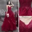 Sexy Bordeaux Robe De Bal 2020 Princesse Bretelles Spaghetti Sans Manches Appliques En Dentelle Perlage Longue Volants Dos Nu Robe De Ceremonie