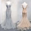 Haut de Gamme Doré Robe De Soirée 2020 Trompette / Sirène Col v profond Sans Manches Ceinture Perlage Paillettes Longue Volants Dos Nu Robe De Ceremonie