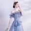 Schöne Meeresblau Ballkleider 2020 A Linie Off Shoulder Kurze Ärmel Perlenstickerei Glanz Tülle Sweep / Pinsel Zug Rüschen Rückenfreies Festliche Kleider