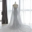 Haut de Gamme Gris Tapis rouge Robe De Soirée Avec Châle 2020 Trompette / Sirène Col v profond Sans Manches Perlage Faux Diamant Watteau Train Volants Dos Nu Robe De Ceremonie