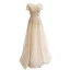 Haut de Gamme Champagne Transparentes Robe De Bal 2020 Princesse Encolure Dégagée Manches Courtes Perlage Paillettes Longue Volants Robe De Ceremonie