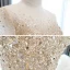 Haut de Gamme Champagne Transparentes Robe De Bal 2020 Princesse Encolure Dégagée Manches Courtes Perlage Paillettes Longue Volants Robe De Ceremonie