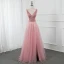 Haut de Gamme Océan Bleu Dansant Robe De Bal 2020 Princesse Col v profond Sans Manches Perlage Paillettes Glitter Tulle Fendue devant Longue Volants Dos Nu Robe De Ceremonie