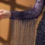 Luxe Bleu Marine Tapis rouge Robe De Soirée 2020 Trompette / Sirène Encolure Carrée Manches Longues Perlage Gland Plumes Paillettes Train De Balayage Volants Dos Nu