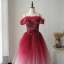 High-end Red Prom Dresses 2020 A-Line / Princess Spaghetti Straps Short Sleeve Beading Glitter Tulle Floor-Length / Long Ruffle Backless Formal Dresses