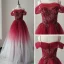 High-end Red Prom Dresses 2020 A-Line / Princess Spaghetti Straps Short Sleeve Beading Glitter Tulle Floor-Length / Long Ruffle Backless Formal Dresses