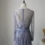 Haut de Gamme Océan Bleu Tapis rouge Robe De Soirée 2020 Gaine / Ajustement Transparentes Manches Longues Encolure Carrée Perlage Paillettes Ceinture Longue Volants Robe De Ceremonie