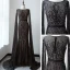 High End Schwarz Roter Teppich Abendkleider 2020 Meerjungfrau Durchsichtige Eckiger Ausschnitt Ärmellos Handgefertigt Perlenstickerei Stoffgürtel Sweep / Pinsel Zug Rüschen Festliche Kleider