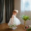 Chic / Beautiful White Flower Girl Dresses 2020 Ball Gown Scoop Neck Sleeveless Appliques Lace Bow Short Ruffle Wedding Party Dresses