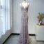 Luxe Violet Tapis rouge Robe De Soirée Avec Châle 2020 Trompette / Sirène Col v profond Sans Manches Perlage Plumes Train De Balayage Volants Dos Nu Robe De Ceremonie