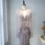 Luxe Violet Tapis rouge Robe De Soirée Avec Châle 2020 Trompette / Sirène Col v profond Sans Manches Perlage Plumes Train De Balayage Volants Dos Nu Robe De Ceremonie