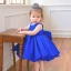 Lovely Royal Blue Satin Birthday Flower Girl Dresses 2020 Ball Gown Scoop Neck Sleeveless Bow Beading Short Wedding Party Dresses