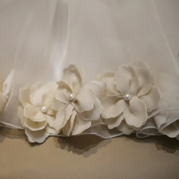 Flower Fairy Ivory Organza Birthday Flower Girl Dresses 2020 Ball Gown Scoop Neck Sleeveless Appliques Flower Pearl Short Ruffle Wedding Party Dresses
