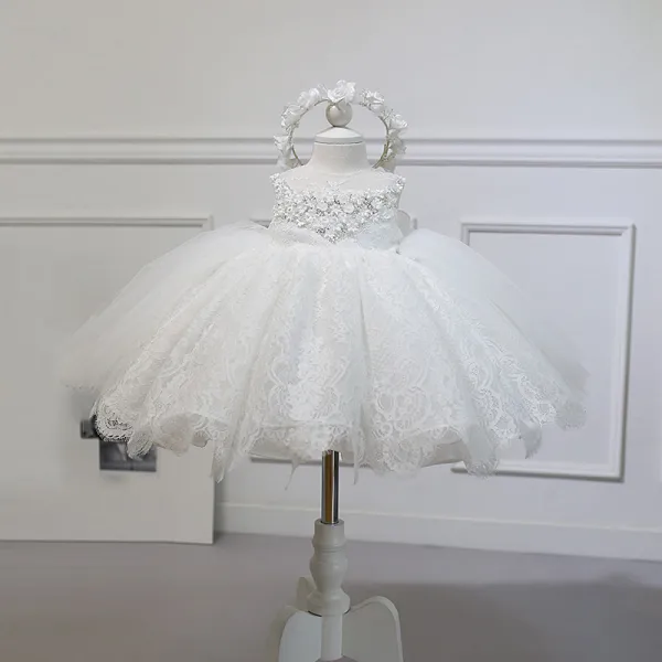 Lovely Ruffled Ivory Tulle Appliques Flower Girl Dresses Lovely Ruffled Ivory Tulle Appliques Flower Girl Dresses