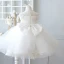 Chic / Beautiful Ivory Flower Girl Dresses 2020 Ball Gown Scoop Neck Sleeveless Appliques Lace Bow Short Ruffle Wedding Party Dresses