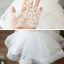 Chic / Beautiful Ivory Flower Girl Dresses 2020 Ball Gown Scoop Neck Sleeveless Appliques Lace Bow Short Ruffle Wedding Party Dresses