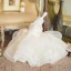 Chic / Beautiful Ivory Organza Flower Girl Dresses 2020 Ball Gown Scoop Neck Sleeveless Appliques Lace Pearl Short Ruffle Wedding Party Dresses