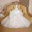 Best Ivory Birthday Flower Girl Dresses 2020 Ball Gown See-through Scoop Neck Sleeveless Appliques Flower Beading Bow Short Ruffle Wedding Party Dresses
