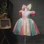 Rainbow Multi-Colors Sequins Birthday Flower Girl Dresses 2020 Ball Gown Scoop Neck Puffy Short Sleeve Short Ruffle Wedding Party Dresses