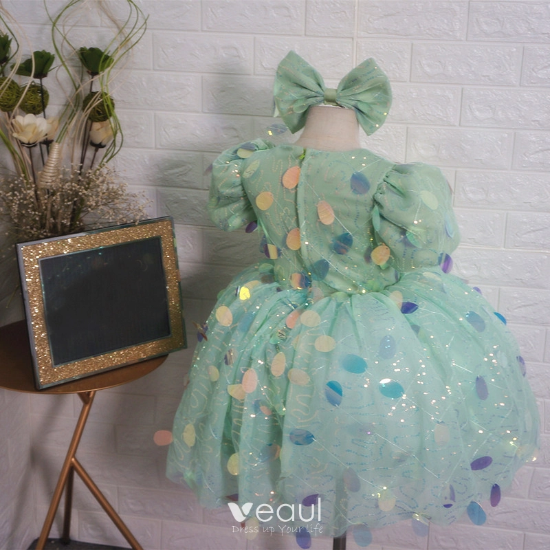 green emerald velvet dress Mint Flower Girl Dress 1.5 Years / Without Train