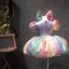 Fairytale Rainbow Birthday Flower Girl Dresses 2020 Ball Gown Scoop Neck Puffy Short Sleeve Multi-Colors Sequins Short Wedding Party Dresses