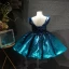 Fairytale Ink Blue Birthday Flower Girl Dresses 2020 Ball Gown Off-The-Shoulder Short Sleeve Sequins Short Ruffle Backless Wedding Party Dresses