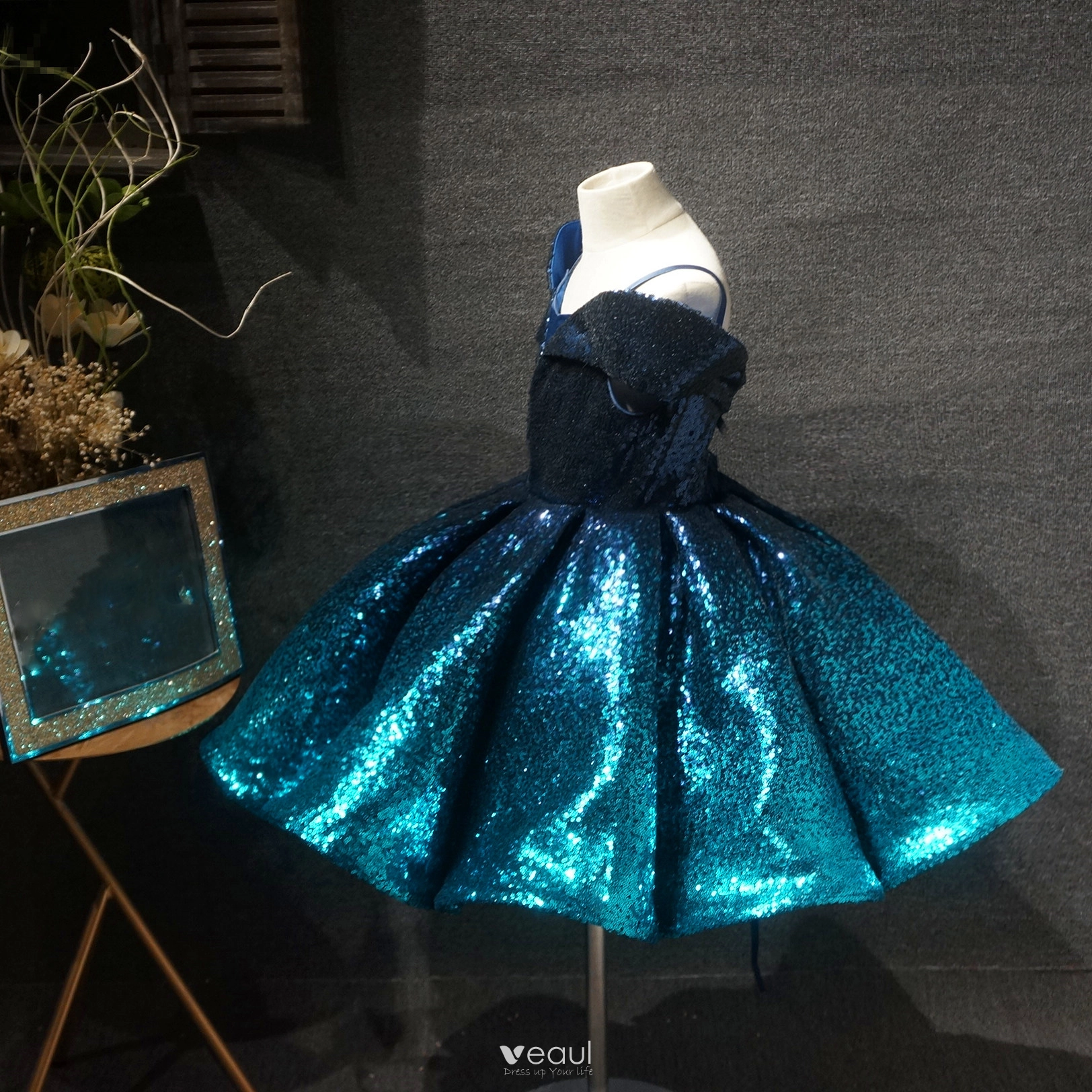 Conte de f e Bleu D encre Anniversaire Robe Ceremonie Fille 2020