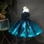 Fairytale Ink Blue Birthday Flower Girl Dresses 2020 Ball Gown Off-The-Shoulder Short Sleeve Sequins Short Ruffle Backless Wedding Party Dresses