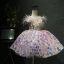 Fancy Blushing Pink Birthday Flower Girl Dresses 2020 Ball Gown See-through V-Neck Sleeveless Feather Sequins Flower Short Ruffle Wedding Party Dresses
