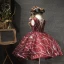 Sparkly Burgundy Birthday Flower Girl Dresses 2020 Ball Gown See-through Deep V-Neck Sleeveless Sequins Flower Short Wedding Party Dresses