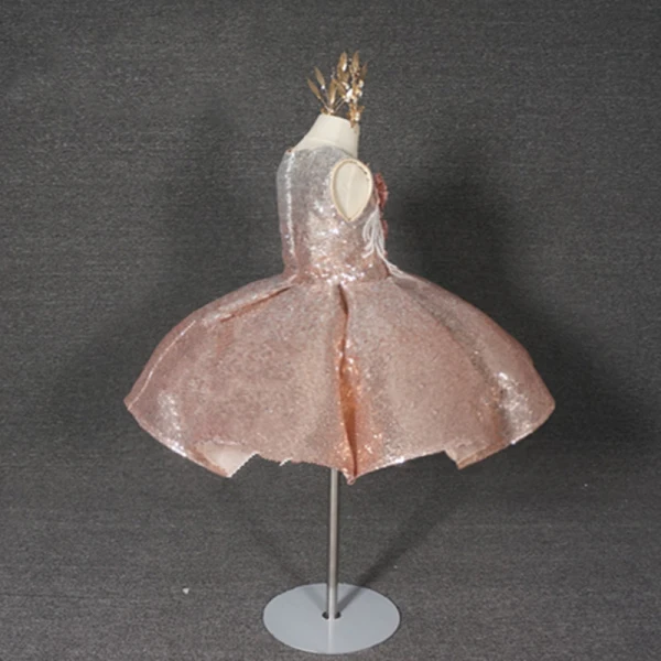 Flower Fairy Champagne Sequins Birthday Flower Girl Dresses 2020 Ball Gown Scoop Neck Sleeveless Appliques Flower Beading Short Ruffle Wedding Party Dresses