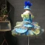Fée Des Fleurs Jaune Bleu Anniversaire Robe Ceremonie Fille 2020 Robe Boule Transparentes Encolure Dégagée Manches Courtes Paillettes Courte Volants en Cascade Robe Pour Mariage