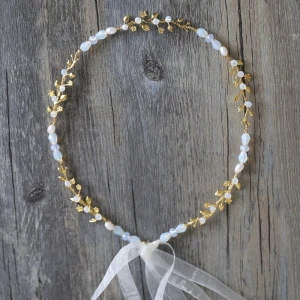 Elegante Gold Stirnbänder Haarschmuck Braut 2020 Metall Schnüren Perlenstickerei Hochzeits Kopfschmuck Brautaccessoires