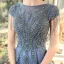 Chic / Belle Océan Bleu Transparentes Robe De Soirée 2020 Princesse Encolure Dégagée Manches Courtes Perlage Gland Longue Volants Dos Nu Robe De Ceremonie