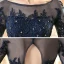 Schöne Marineblau Durchsichtige Abendkleider 2020 A Linie Eckiger Ausschnitt 1/2 Ärmel Applikationen Spitze Pailletten Perlenstickerei Lange Rüschen Rückenfreies