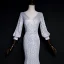 Scintillantes Gris Paillettes Robe De Soirée 2020 Trompette / Sirène V-Cou Gonflée Manches Longues Longue Dos Nu Robe De Ceremonie
