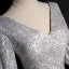 Scintillantes Gris Paillettes Robe De Soirée 2020 Trompette / Sirène V-Cou Gonflée Manches Longues Longue Dos Nu Robe De Ceremonie