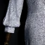 Scintillantes Gris Paillettes Robe De Soirée 2020 Trompette / Sirène V-Cou Gonflée Manches Longues Longue Dos Nu Robe De Ceremonie