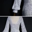 Scintillantes Gris Paillettes Robe De Soirée 2020 Trompette / Sirène V-Cou Gonflée Manches Longues Longue Dos Nu Robe De Ceremonie