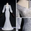 Scintillantes Gris Paillettes Robe De Soirée 2020 Trompette / Sirène V-Cou Gonflée Manches Longues Longue Dos Nu Robe De Ceremonie