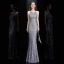 Sexy Gris Robe De Soirée 2020 Trompette / Sirène Encolure Dégagée Sans Manches Paillettes Gland Longue Volants Dos Nu Robe De Ceremonie