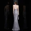 Sexy Gris Robe De Soirée 2020 Trompette / Sirène Encolure Dégagée Sans Manches Paillettes Gland Longue Volants Dos Nu Robe De Ceremonie