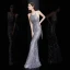 Sexy Gris Robe De Soirée 2020 Trompette / Sirène Encolure Dégagée Sans Manches Paillettes Gland Longue Volants Dos Nu Robe De Ceremonie