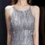 Sexy Gris Robe De Soirée 2020 Trompette / Sirène Encolure Dégagée Sans Manches Paillettes Gland Longue Volants Dos Nu Robe De Ceremonie