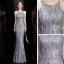Sexy Gris Robe De Soirée 2020 Trompette / Sirène Encolure Dégagée Sans Manches Paillettes Gland Longue Volants Dos Nu Robe De Ceremonie