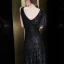 Scintillantes Noire Paillettes Robe De Soirée 2020 Trompette / Sirène Encolure Carrée Une épaule Manches Courtes Longue Volants Dos Nu Robe De Ceremonie