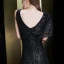 Scintillantes Noire Paillettes Robe De Soirée 2020 Trompette / Sirène Encolure Carrée Une épaule Manches Courtes Longue Volants Dos Nu Robe De Ceremonie