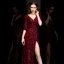 Sexy Bordeaux Paillettes Robe De Soirée 2020 Trompette / Sirène Col v profond 3/4 Manches Fendue devant Longue Robe De Ceremonie